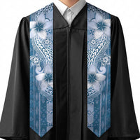 Tonga Kupesi Ngatu Graduation Stole Vintage Blue Plumeria LT05 - Polynesian Pride