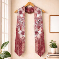 Tonga Kupesi Ngatu Graduation Stole Vintage Red Plumeria LT05 One Size Red - Polynesian Pride