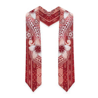 Tonga Kupesi Ngatu Graduation Stole Vintage Red Plumeria LT05 - Polynesian Pride