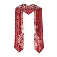 Tonga Kupesi Ngatu Graduation Stole Vintage Red Plumeria LT05 - Polynesian Pride