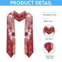 Tonga Kupesi Ngatu Graduation Stole Vintage Red Plumeria LT05 - Polynesian Pride