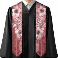 Tonga Kupesi Ngatu Graduation Stole Vintage Red Plumeria LT05 - Polynesian Pride