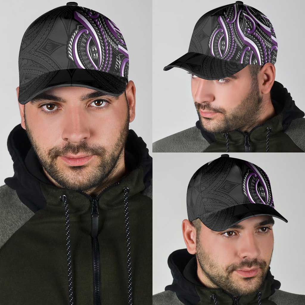 Traditional Art Hawaiian Kakau Tattoos Classic Cap Purple Color LT03