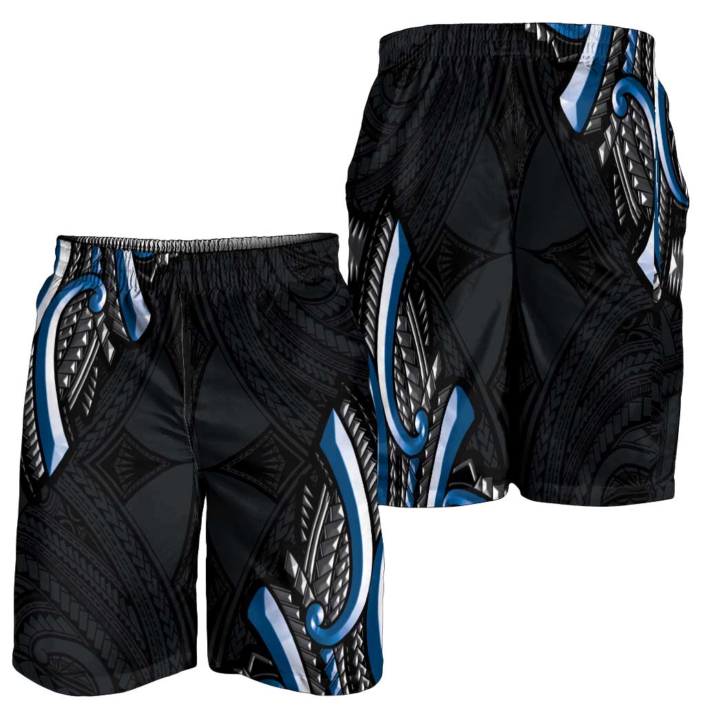 Traditional Art Hawaiian Kakau Tattoos Shorts for Men Blue Color - Polynesian Pride