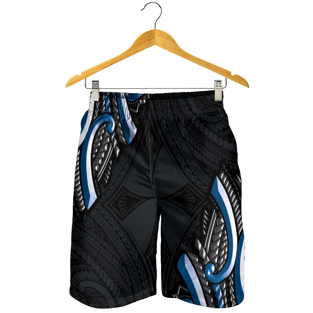 Traditional Art Hawaiian Kakau Tattoos Shorts for Men Blue Color - Polynesian Pride