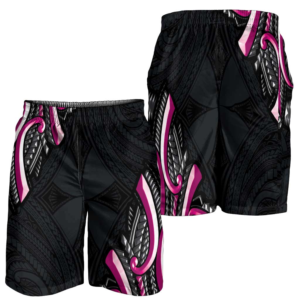 Traditional Art Hawaiian Kakau Tattoos Shorts for Men Pink Color - Polynesian Pride