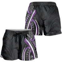 Traditional Art Hawaiian Kakau Tattoos Shorts for Women Purple Color LT03 - Polynesian Pride