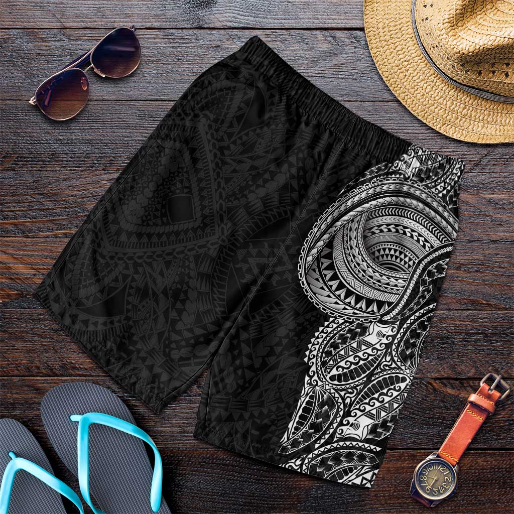 Traditional Polynesian Art Tattoos Shorts for Men Black Color LT03 Black - Polynesian Pride