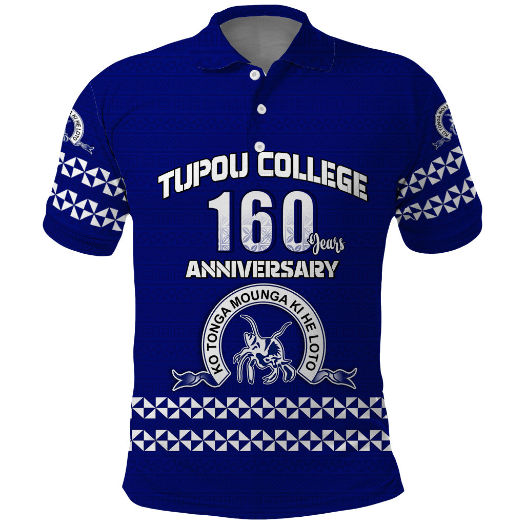 Tonga Tupou College Toloa Polo Shirt 160 Years Anniversary Tongan Ngatu LT13 Blue - Polynesian Pride