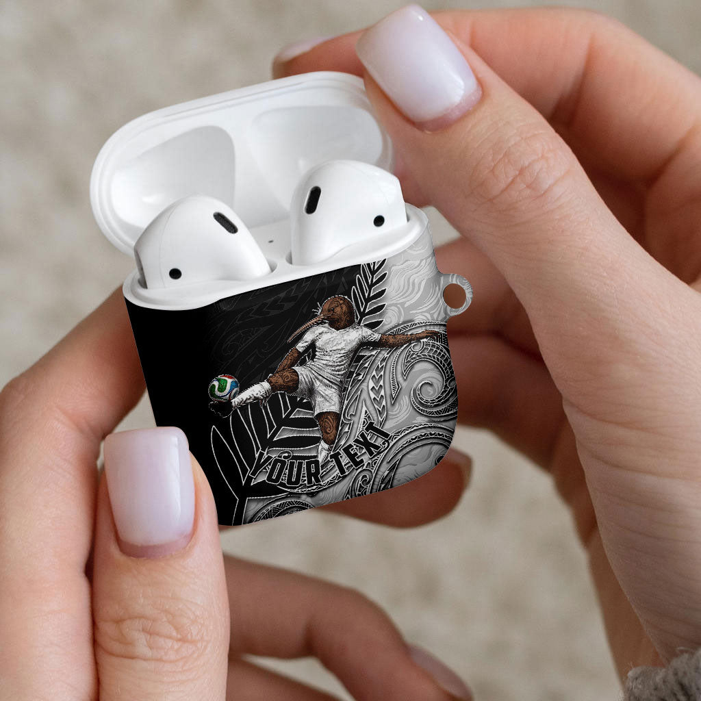 Personalized New Zealand Football AirPods Case Kiwi Mascot with Silver Fern - Maori Tribal Tattoo Art TS04 - Polynesian Pride