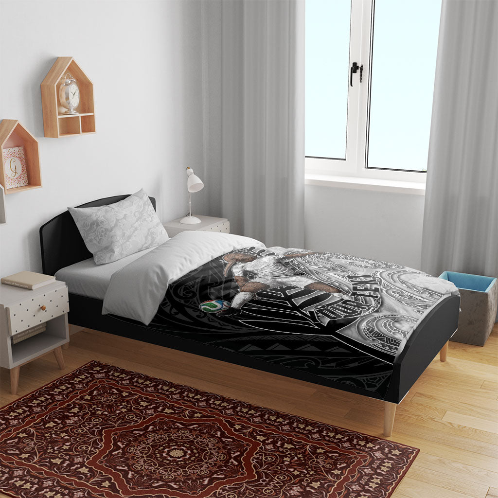 Personalized New Zealand Football Bedding Set Kiwi Mascot with Silver Fern - Maori Tribal Tattoo Art TS04 - Polynesian Pride