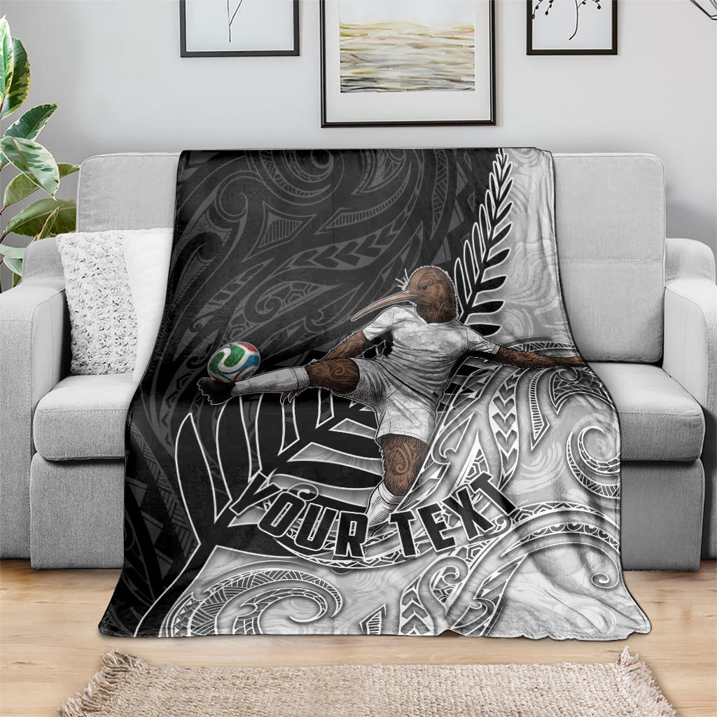 Personalized New Zealand Football Blanket Kiwi Mascot with Silver Fern - Maori Tribal Tattoo Art TS04 - Polynesian Pride