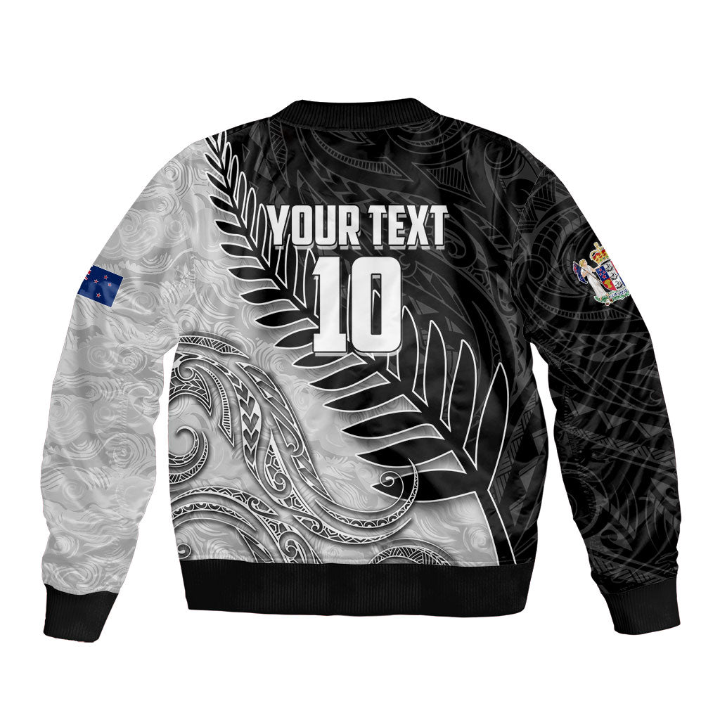 Personalized New Zealand Football Bomber Jacket Kiwi Mascot with Silver Fern - Maori Tribal Tattoo Art TS04 - Polynesian Pride