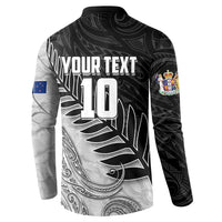 Personalized New Zealand Football Button Sweatshirt Kiwi Mascot with Silver Fern - Maori Tribal Tattoo Art TS04 - Polynesian Pride