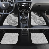 Personalized New Zealand Football Car Mats Kiwi Mascot with Silver Fern - Maori Tribal Tattoo Art TS04 Set 4pcs Black White - Polynesian Pride