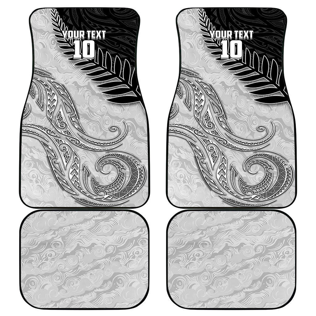Personalized New Zealand Football Car Mats Kiwi Mascot with Silver Fern - Maori Tribal Tattoo Art TS04 - Polynesian Pride