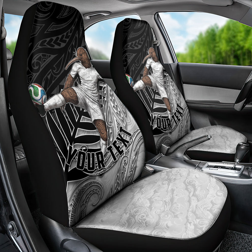Personalized New Zealand Football Car Seat Cover Kiwi Mascot with Silver Fern - Maori Tribal Tattoo Art TS04 - Polynesian Pride