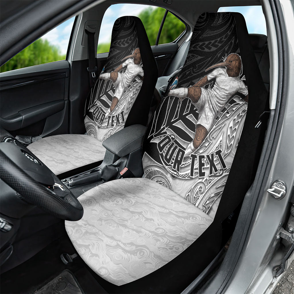 Personalized New Zealand Football Car Seat Cover Kiwi Mascot with Silver Fern - Maori Tribal Tattoo Art TS04 - Polynesian Pride