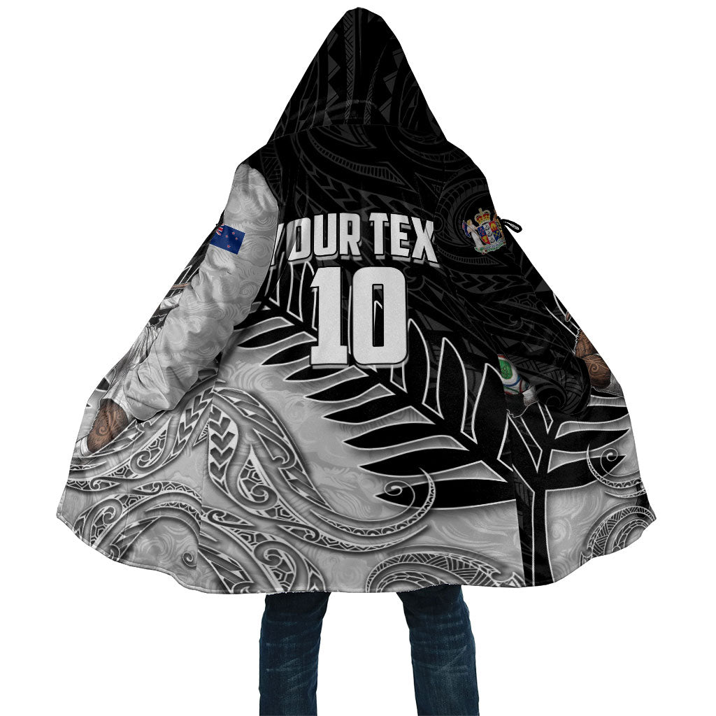 Personalized New Zealand Football Cloak Kiwi Mascot with Silver Fern - Maori Tribal Tattoo Art TS04 Unisex Black White - Polynesian Pride
