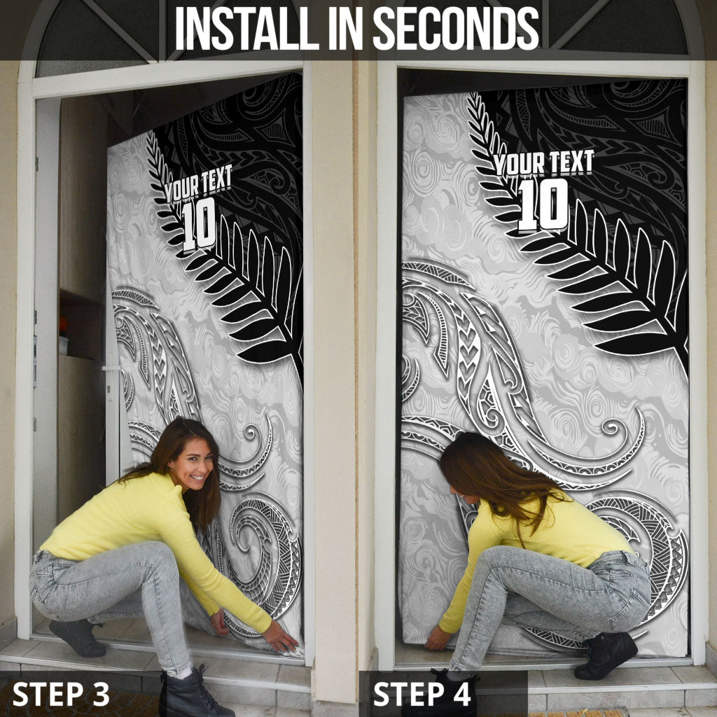 Personalized New Zealand Football Door Cover Kiwi Mascot with Silver Fern - Maori Tribal Tattoo Art TS04 - Polynesian Pride