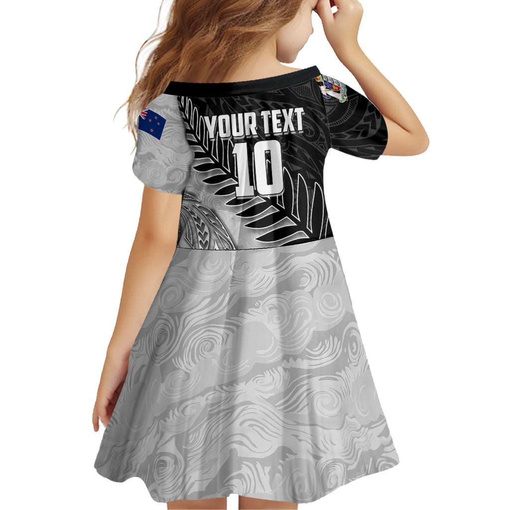 Personalized New Zealand Football Family Matching Summer Maxi Dress and Hawaiian Shirt Kiwi Mascot with Silver Fern - Maori Tribal Tattoo Art TS04 - Polynesian Pride