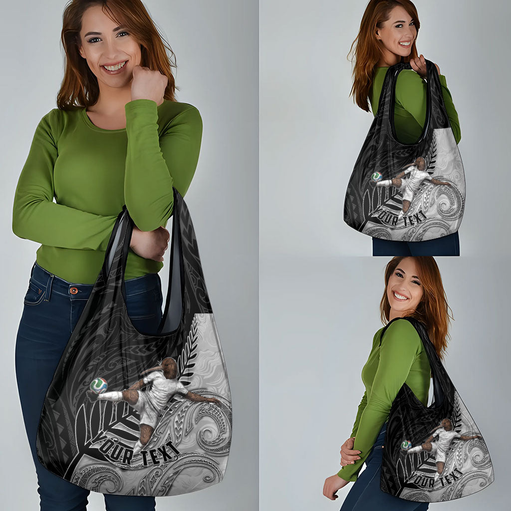 Personalized New Zealand Football Grocery Bag Kiwi Mascot with Silver Fern - Maori Tribal Tattoo Art TS04 - Polynesian Pride