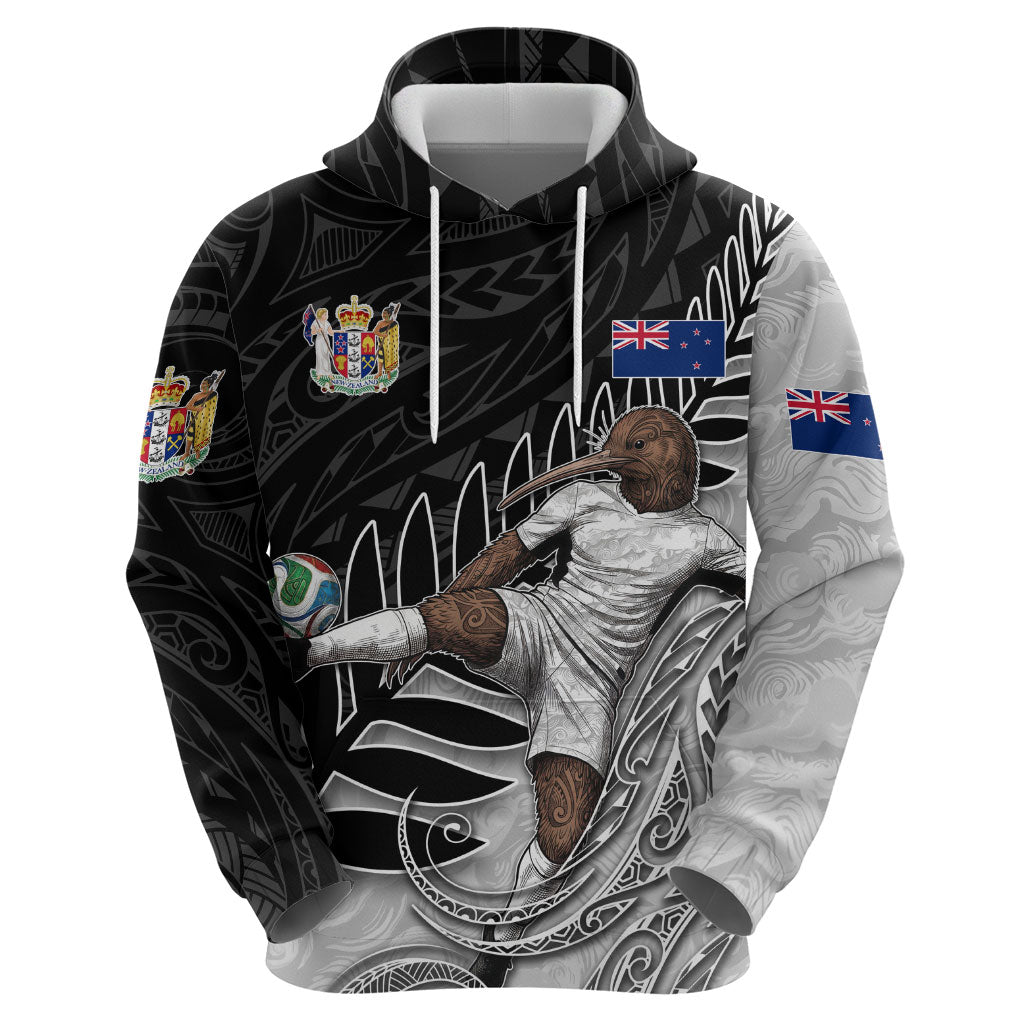 Personalized New Zealand Football Hoodie Kiwi Mascot with Silver Fern - Maori Tribal Tattoo Art TS04 - Polynesian Pride