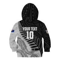 Personalized New Zealand Football Kid Hoodie Kiwi Mascot with Silver Fern - Maori Tribal Tattoo Art TS04 - Polynesian Pride