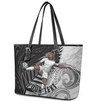 Personalized New Zealand Football Leather Tote Bag Kiwi Mascot with Silver Fern - Maori Tribal Tattoo Art TS04 - Polynesian Pride