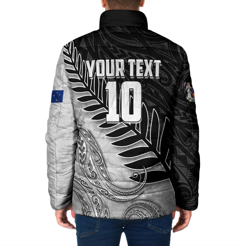 Personalized New Zealand Football Padded Jacket Kiwi Mascot with Silver Fern - Maori Tribal Tattoo Art TS04 - Polynesian Pride