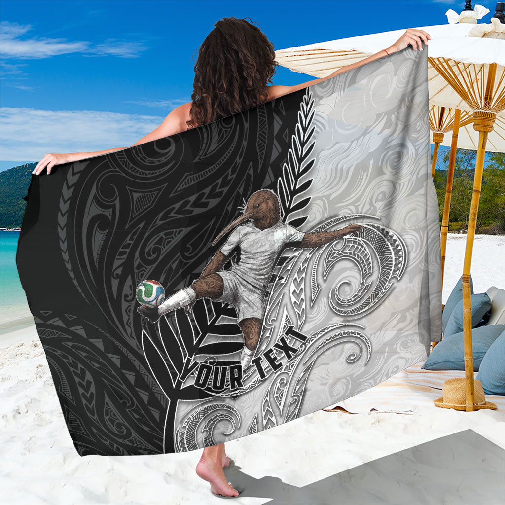 Personalized New Zealand Football Sarong Kiwi Mascot with Silver Fern - Maori Tribal Tattoo Art TS04 One Size 44 x 66 inches Black White - Polynesian Pride