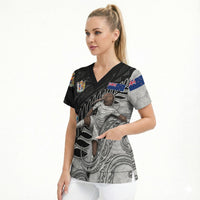 Personalized New Zealand Football Scrub Top Kiwi Mascot with Silver Fern - Maori Tribal Tattoo Art TS04 - Polynesian Pride