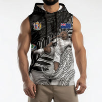 Personalized New Zealand Football Sleeveless Hoodie Kiwi Mascot with Silver Fern - Maori Tribal Tattoo Art TS04 - Polynesian Pride