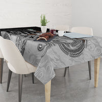 Personalized New Zealand Football Tablecloth Kiwi Mascot with Silver Fern - Maori Tribal Tattoo Art TS04 - Polynesian Pride