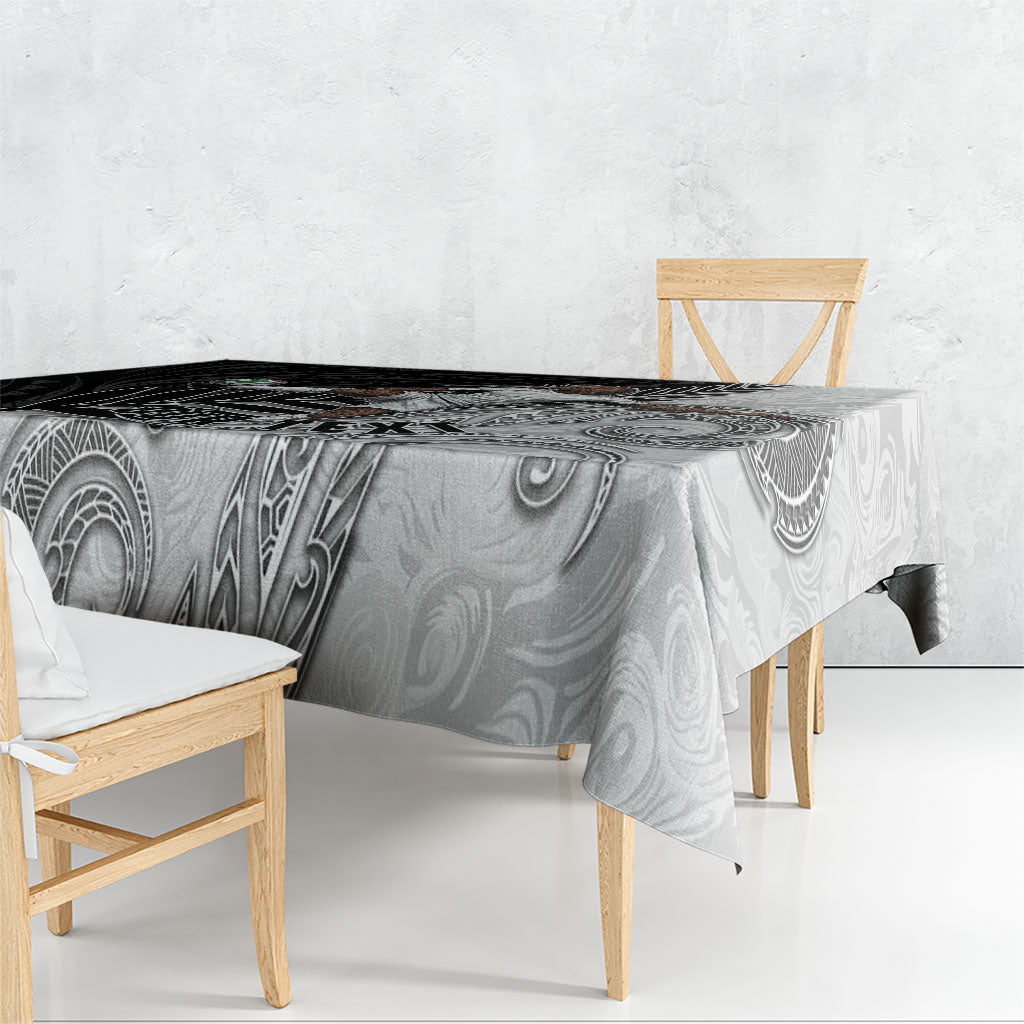 Personalized New Zealand Football Tablecloth Kiwi Mascot with Silver Fern - Maori Tribal Tattoo Art TS04 - Polynesian Pride