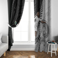Personalized New Zealand Football Window Curtain Kiwi Mascot with Silver Fern - Maori Tribal Tattoo Art TS04 - Polynesian Pride