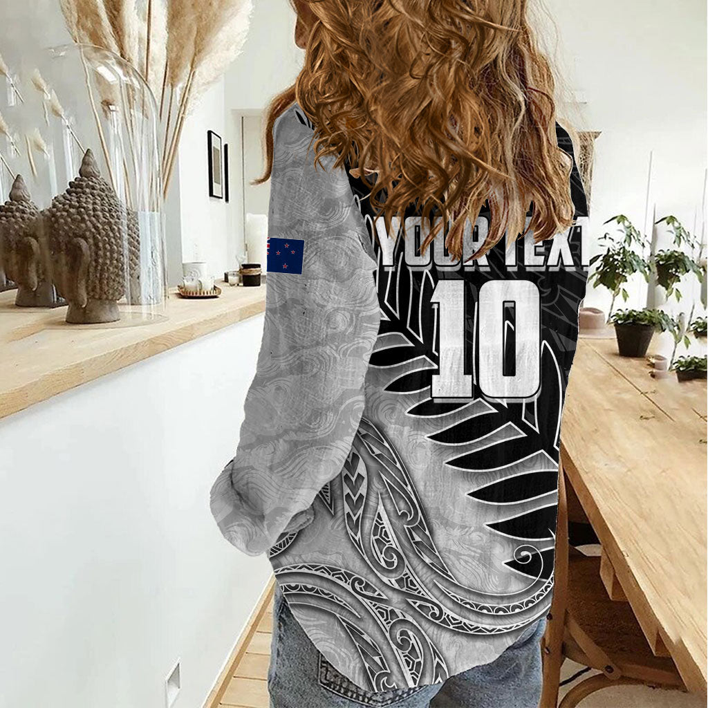 Personalized New Zealand Football Women Casual Shirt Kiwi Mascot with Silver Fern - Maori Tribal Tattoo Art TS04 - Polynesian Pride
