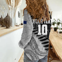 Personalized New Zealand Football Women Casual Shirt Kiwi Mascot with Silver Fern - Maori Tribal Tattoo Art TS04 - Polynesian Pride