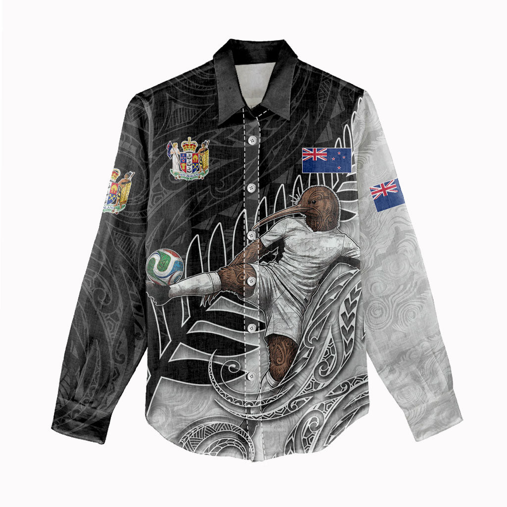 Personalized New Zealand Football Women Casual Shirt Kiwi Mascot with Silver Fern - Maori Tribal Tattoo Art TS04 - Polynesian Pride
