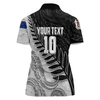 Personalized New Zealand Football Women Polo Shirt Kiwi Mascot with Silver Fern - Maori Tribal Tattoo Art TS04 - Polynesian Pride