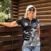 Personalized New Zealand Football Women Polo Shirt Kiwi Mascot with Silver Fern - Maori Tribal Tattoo Art TS04 - Polynesian Pride