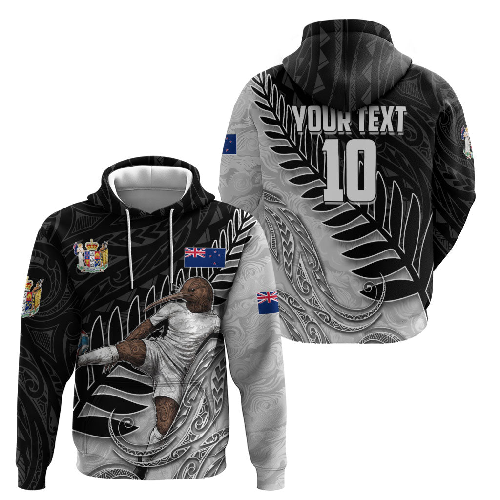 Personalized New Zealand Football Zip Hoodie Kiwi Mascot with Silver Fern - Maori Tribal Tattoo Art TS04 - Polynesian Pride