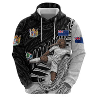 Personalized New Zealand Football Zip Hoodie Kiwi Mascot with Silver Fern - Maori Tribal Tattoo Art TS04 - Polynesian Pride