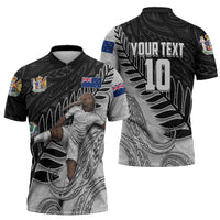 Personalized New Zealand Football Zipper Polo Shirt Kiwi Mascot with Silver Fern - Maori Tribal Tattoo Art TS04 - Polynesian Pride