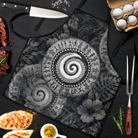 Hawaiian Piko Apron Cultural Anchor Connect Your Roots Ocean Waves TS04 Black Grey - Polynesian Pride