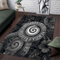 Hawaiian Piko Area Rug Cultural Anchor Connect Your Roots Ocean Waves TS04 Black Grey - Polynesian Pride