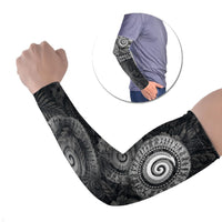 Hawaiian Piko Arm Sleeves Cultural Anchor Connect Your Roots Ocean Waves TS04 Set of 2 Black Grey - Polynesian Pride