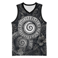 Hawaiian Piko Basketball Jersey Cultural Anchor Connect Your Roots Ocean Waves TS04 Unisex Black Grey - Polynesian Pride