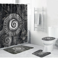 Hawaiian Piko Bathroom Set Cultural Anchor Connect Your Roots Ocean Waves TS04 Bathroom Set (4 pcs) Black Grey - Polynesian Pride