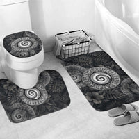 Hawaiian Piko Bathroom Set Cultural Anchor Connect Your Roots Ocean Waves TS04 Mat Set Only (3 pcs) One Size Black Grey - Polynesian Pride